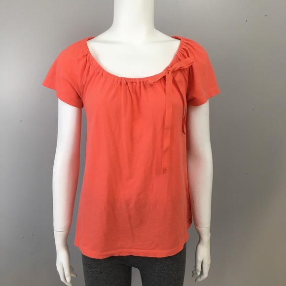 Joe Fresh Shirt Top Blouse T-Shirt Orange Bow Round Neck - Picture 1 of 8